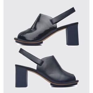 Camper Twins Blue Heels Leather Size 39- 8.5 US